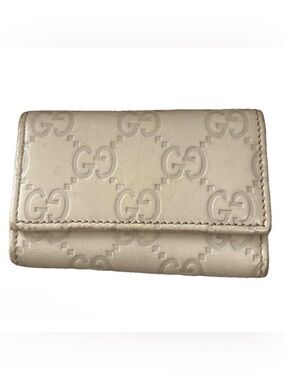 GUCCI Guccissima GG Leather Key Case Cles Key Holder Cream Off White